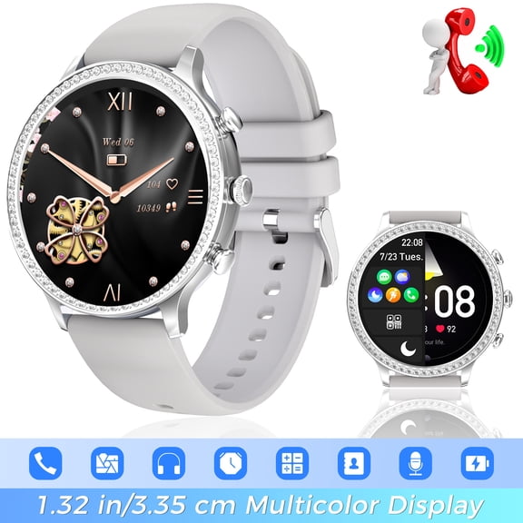 VOPOCO I70D3 Smart Watches for Women 1.32" IPS Screen Fitness Tracker with Sports Modes Fashion Smartwatch with Various Dials for iOS Android, 1pc, Gray
