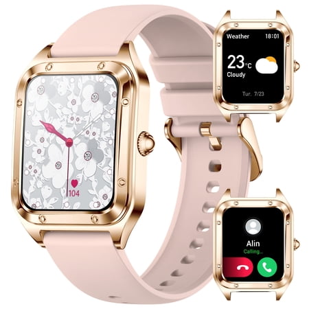 VOPOCO I98 Smart Watches for Women(Dial/Answer Calls) 1.57in Watch with 21 Sports Modes Pedometer Smartwatch Compatible with iOS Android, Pink, 1pc