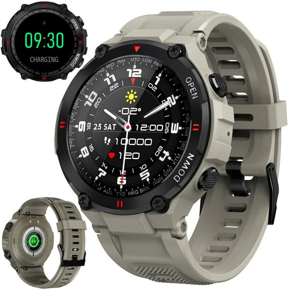 VOPOCO K27 IP67 Waterproof Long Standby Smartwatch for Men Sports Watch with Fitness Tracker for Android iOS, 1pc, Gray