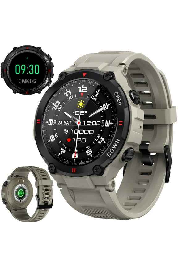 K27 IP67 Waterproof Long Standby Smartwatch for Men Sports Watch with Fitness Tracker for Android iOS, 1pc, Gray