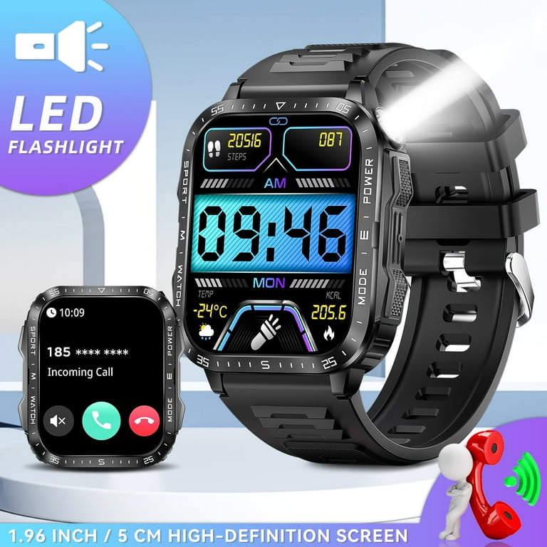 VOPOCO KT79 Smart Watch for Men with LED Flashlight 3ATM