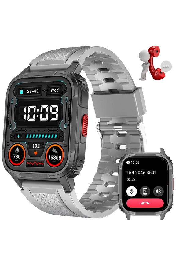 LW9 Smart Watches for Men (Make/Answer Calls)1.95" HD Touch Screen Watch 3ATM Waterproof 300mAh Smartwatch for iOS Android, 1pc