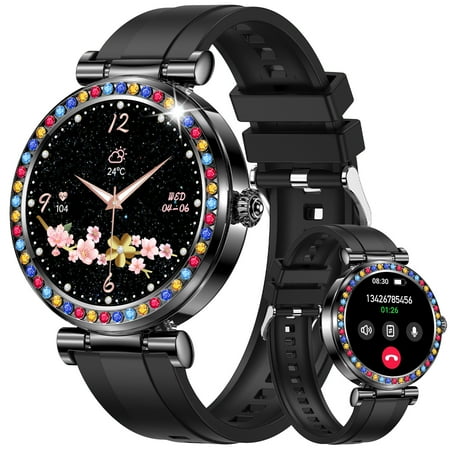 VOPOCO Ladies Smart Watch, 1.27" HD Touch Screen Diamond-studded Menstrual Cycles Watch with 100+ Sports Modes Tracker, iPhone Android