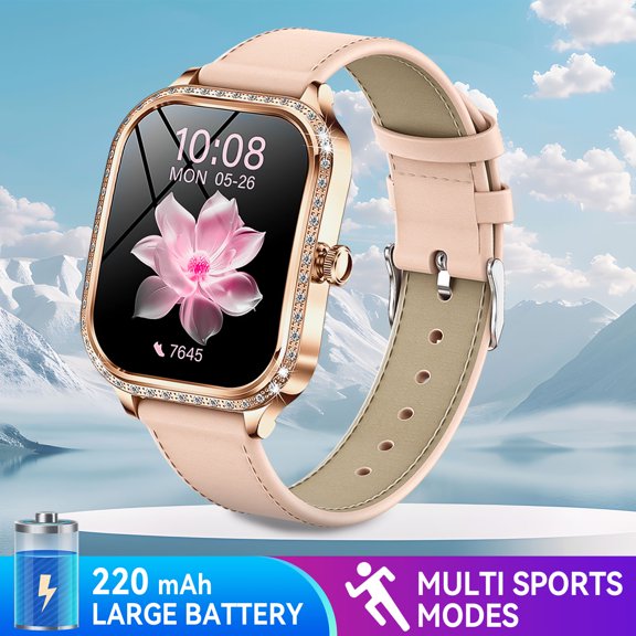 VOPOCO MK88 Smart Watches for Women(Answer/Make Call) with Diamonds, 1.75” HD Screen Smartwatch with 100+ Sports Modes IP68 Waterproof Ladies Watch Compatible with iOS Android, 1pc