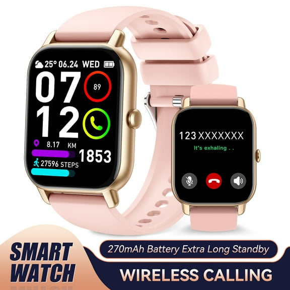 VOPOCO P66 Smart Watch for Women (Answer/Make Call) with Voice Assistant, 1.85" TFT Screen Activity Tracker with 100+ Sport Modes and Records, Waterproof Smartwatch for iOS Android, 1pc, Pink