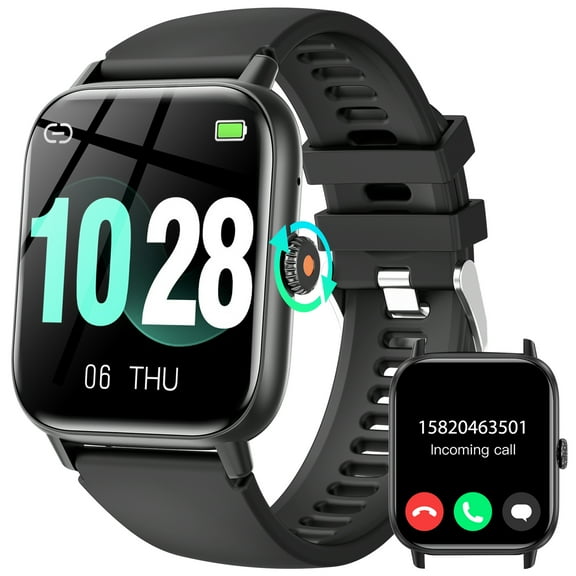 VOPOCO QS13 Smart Watches for Men Women IP67 Waterproof Watch 1.83 Touchscreen Pedometer Smartwatch Compatible with iOS Android, Black, 1pc