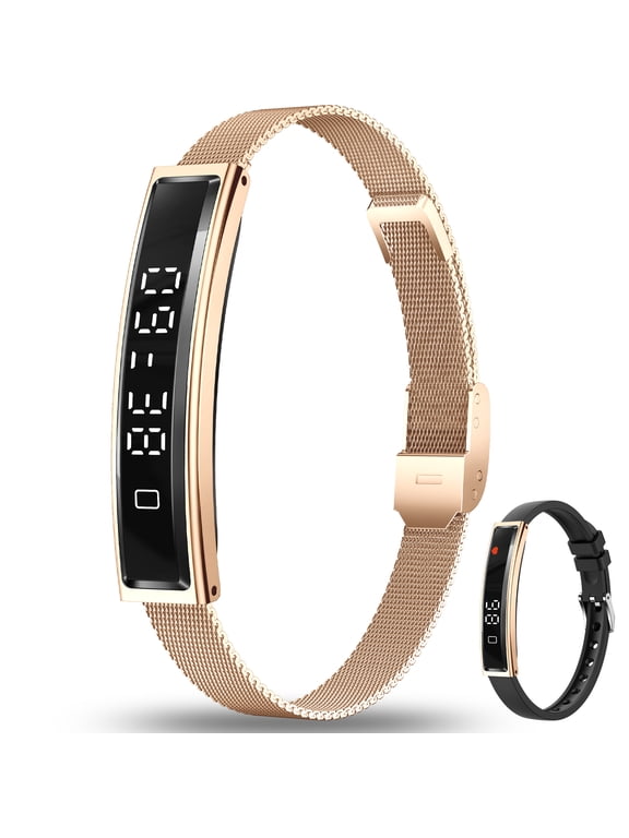 Smart Bracelet for Men Women with 2 Bands, 5ATM Waterproof Fashion Wristband with Message/Call Reminder Free Subscription