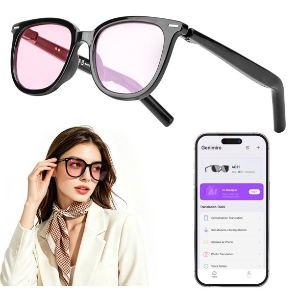 VOPOCO Smart Sunglasses with AI Assistant, Bluetooth Calling, Hi-Fi Stereo Sound, Adjustable Electrochromic Dimmable TR90 Lightweight Smart Glasses for Driving Outdoor Travel