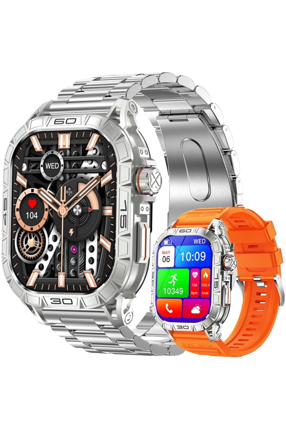 Smart Watch for Men(Answer/Call) with AMOLED Screen Rugged Smart Watch Compass Big Battery Sports Smartwatch 100+ Sport Modes Tracker Step Counter for iOS Android