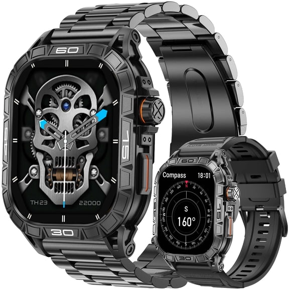VOPOCO Smart Watch for Men(Answer/Call) with AMOLED Screen Rugged Smart Watch Compass Big Battery Sports Smartwatch 100+ Sport Modes Tracker Step Counter for iOS Android