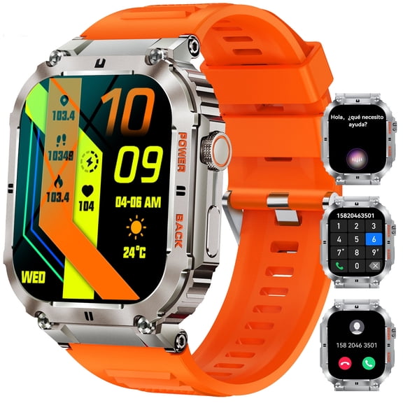 VOPOCO Smart Watch for Men Make Calls Rugged Sports Watch 1.96" HD Big Screen Smartwatch Compatible with iOS Android Phones Waterproof Activity Tracker Watch