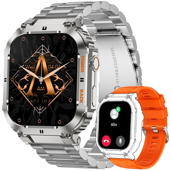 VOPOCO Smart Watch for Men Make Calls Rugged Sports Watch 1.96" HD Big Screen Smartwatch Compatible with iOS Android Phones Waterproof Activity Tracker Watch