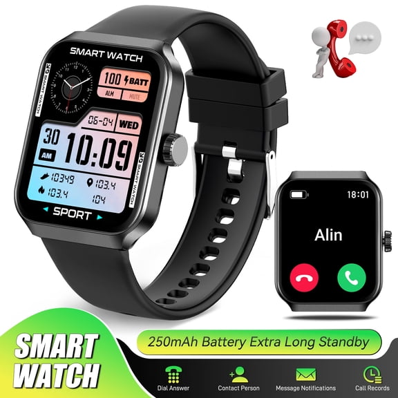 VOPOCO Smart Watch for Men Women(Answer/Make Calls) 1.83 HD Full Touch Screen Watch 100+ Sports Modes Activity Tracker IP68 Waterproof Smartwatch for iOS Android