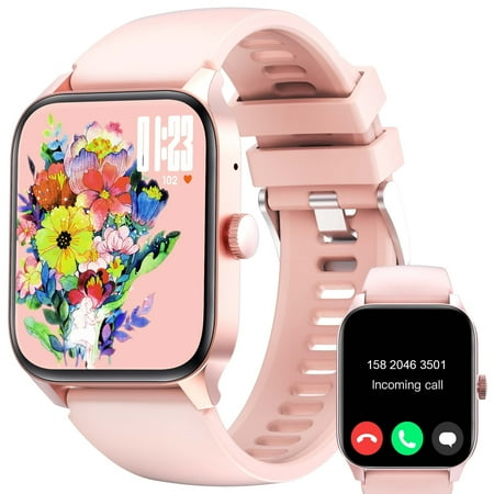 VOPOCO Smart Watch for Women (Answer/Make Call), 1.83'' Large HD Screen Smartwatch for iPhone Android Phones, with 100+ Sport Modes Spo2/ Sleep Monitor, IP68 Waterproof Pedometer, Pink