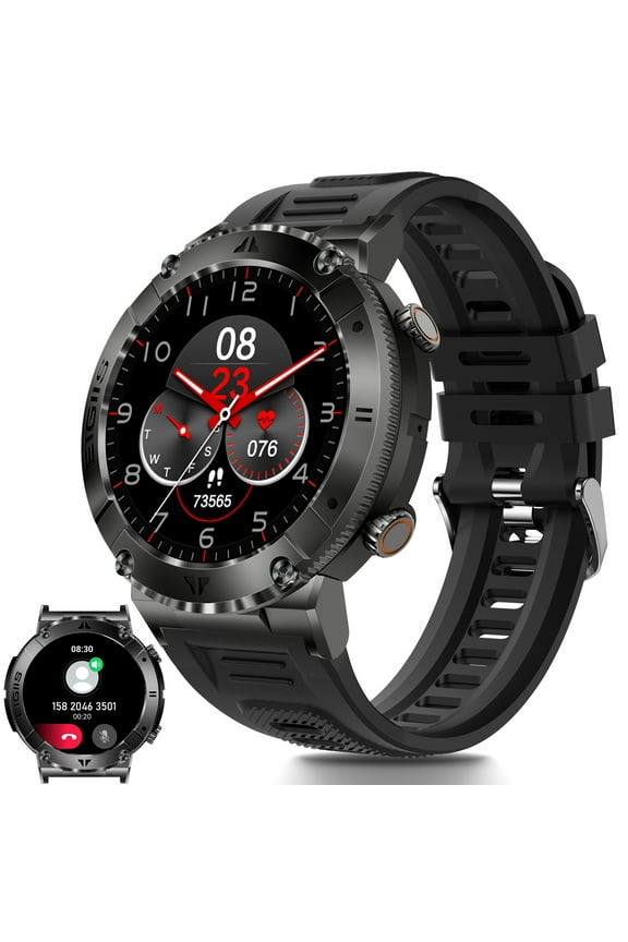Smart Watch for Men, 1.32'' HD Rugged Outdoor Sports Watch (Answer/Make Calls) Fitness Tracker Pedometer Smartwatch, for iPhone Android