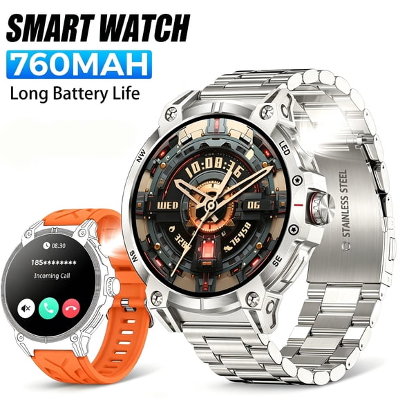 VOPOCO Smart Watch for Men(Answer/Dial Calls)with LED Flashlight 760mAh Battery 100+ Sports Modes Watch 1.85” HD Smartwatches for iOS Android