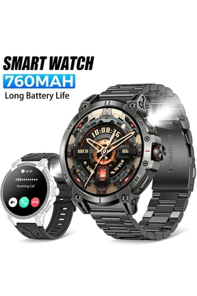 Smart Watch for Men(Answer/Dial Calls)with LED Flashlight 760mAh Battery 100+ Sports Modes Watch 1.85” HD Smartwatches for iOS Android