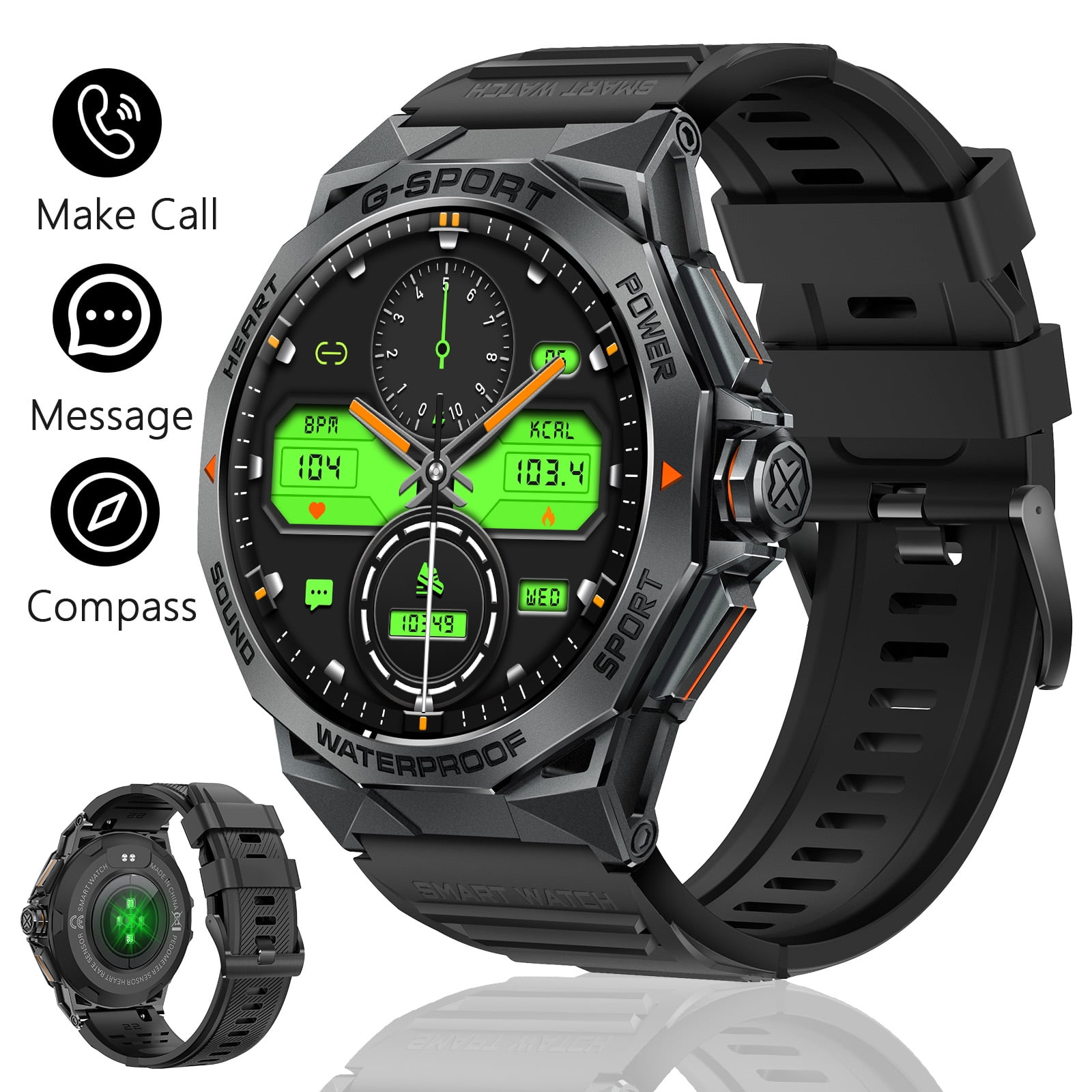 VOPOCO Smart Watch for Men Women 1.43” Screen Outdoor Smartwatch IP68 Waterproof Sport Watch for Android iOS Phone