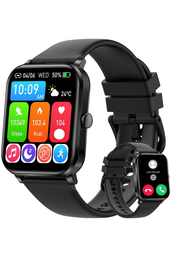 Smart Watch for Men Women Make Calls 1.85" HD Screen Sports Smartwatch for ios Android Waterproof 100+ Sports Modes Activity Tracker