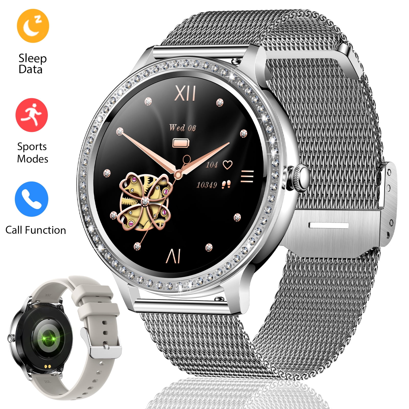 VOPOCO Smart Watch for Women Call Receive/Dial with 20 Sports Modes Waterproof Watch Smartwatch 1.32" HD Full Touch Screen for iPhone Android