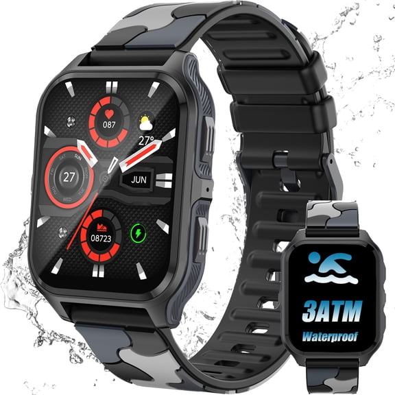 VOPOCO Smart Watches for Men (Answer/Make Call) with Voice Assistant, 1.83" Touchscreen Activity Tracker with 100+ Sport Modes and Sport Records, Waterproof Smartwatch for IOS Android