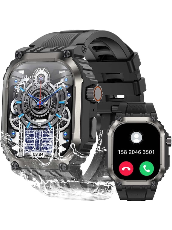Smart Watches for Men (Answer/Make Calls) with 1.83" HD Screen Outdoor Smartwatch with 50 Days Battery 100+ Sport Modes and IP68 Waterproof for iOS/Android