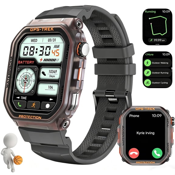 VOPOCO Smart Watches for Men (Answer/Make Calls) with GPS, 1.75" HD Outdoor Tactical Smartwatch with Sport Modes Anti-seismic Anti-collision Design for iOS/Android