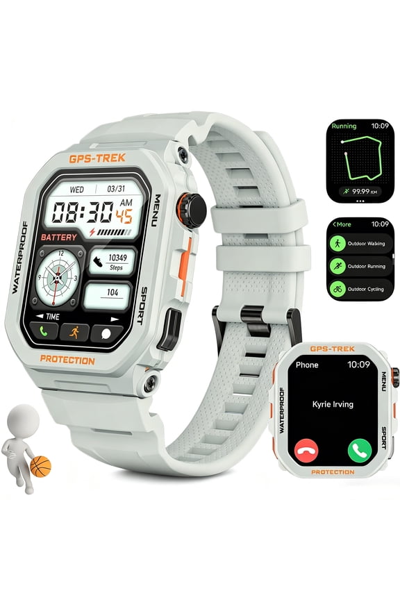 Smart Watches for Men (Answer/Make Calls) with GPS, 1.75" HD Outdoor Tactical Smartwatch with Sport Modes Anti-seismic Anti-collision Design for iOS/Android