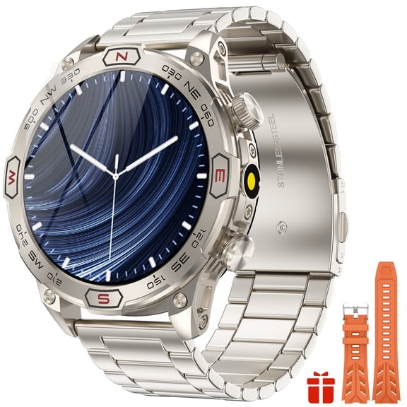 VOPOCO Smart Watches for Men (Answer/Make Calls) with LED Flashlight, 1.43"AMOLED Tactical Smartwatch with Compass 100+ Sports Modes Fitness Tracker with Heart Rate Sleep Monitor for Android iOS