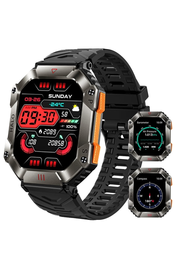 Smart Watches for Men with Elevation Barometer, Compass 100+ Sports Modes Activity Tracker for Men, 2.0" HD Screen, 650 mAh Battery Smartwatch, Compatible for iOS/Android