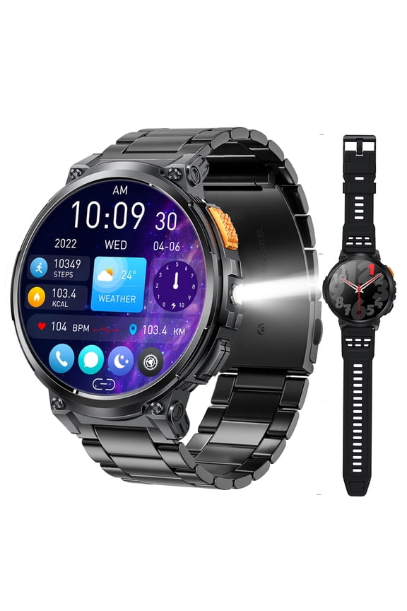 Smart Watches for Men with LED Flashlight 1.85" Large Screen 730mAh Big Battery Activity Tracker with Bluetooth Call Sport Modes Outdoor Smartwatch for iOS Android