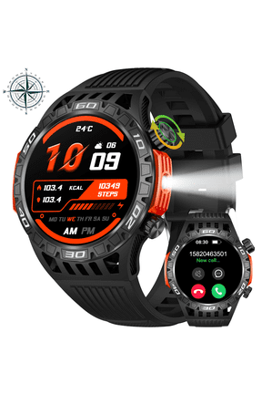 Smart Watches for Men with LED Flashlight Compass, 1.46" Bluetooth Call Activity Tracker with 450mAh 100+ Sports Modes, 3ATM Waterproof Smartwatch for Android iOS
