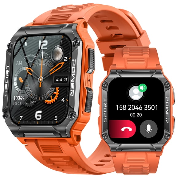 VOPOCO Smart Watches for Men (Make/Answer Call) 1.95'' Large HD Outdoor Sports Fitness Tracker Rugged Tactical Watch with Compass Step Counter Smartwatch for iOS Android