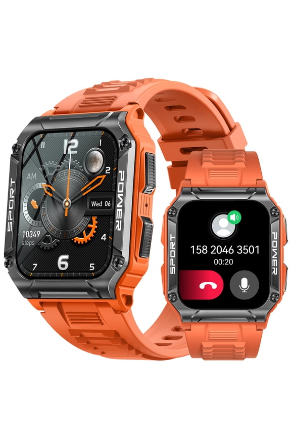 Smart Watches for Men (Make/Answer Call) 1.95'' Large HD Outdoor Sports Fitness Tracker Rugged Tactical Watch with Compass Step Counter Smartwatch for iOS Android