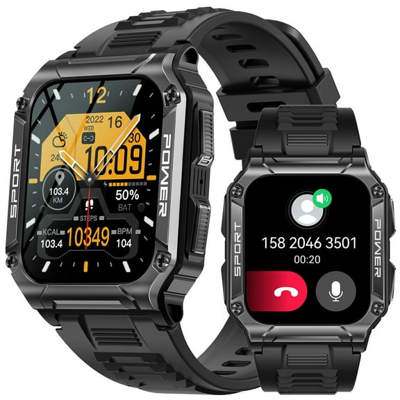 VOPOCO Smart Watches for Men (Make/Answer Call) 1.95'' Large HD Outdoor Sports Fitness Tracker Rugged Tactical Watch with Compass Step Counter Smartwatch for iOS Android