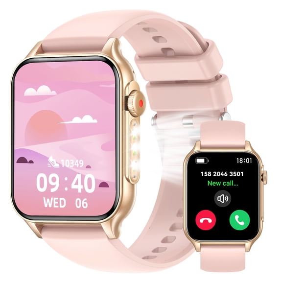 VOPOCO Smart Watches for Women (Answer/Make Call) with LED Flashlight, 1.96" HD Touch Screen Fitness Tracker, Waterproof Smartwatch with 100+ Sports Modes for iOS and Android