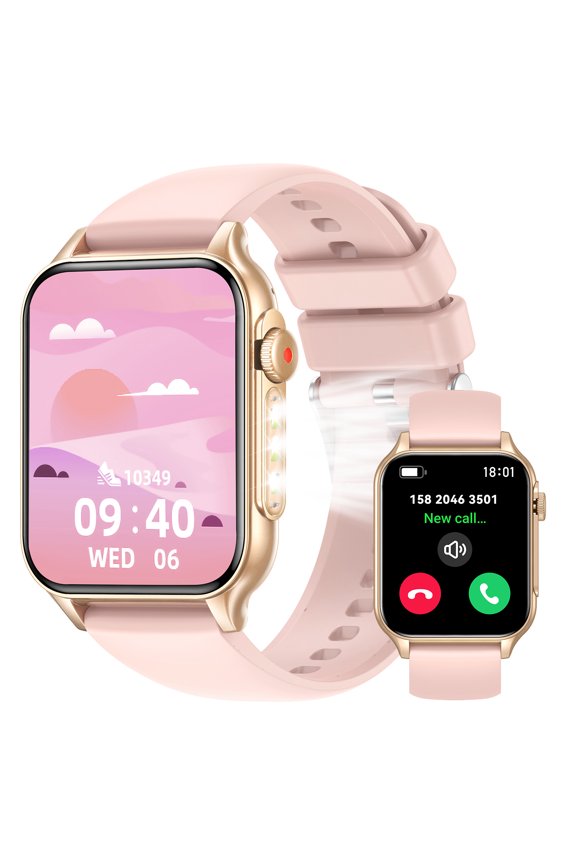 Smart Watches for Women (Answer/Make Call) with LED Flashlight, 1.96" HD Touch Screen Fitness Tracker, Waterproof Smartwatch with 100+ Sports Modes for iOS and Android
