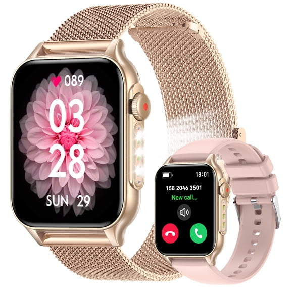 VOPOCO Smart Watches for Women (Answer/Make Call) with LED Flashlight, 1.96" HD Touch Screen Fitness Tracker, Waterproof Smartwatch with 100+ Sports Modes for iOS and Android