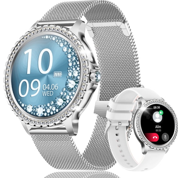 VOPOCO Smart Watches for Women(Answer/Make Calls), 1.32’’ HD Full Touch Screen Smartwatch for iOS Android IP67 Waterproof Watch with 20+ Sports Modes Pedometer 2/3 Straps