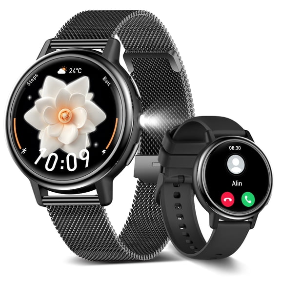 VOPOCO Smart Watches for Women (Answer/Make Calls) with LED Flashlight 1.26" IPS Watch with 100+ Sport Modes Voice/Women's Assistant for iOS/Android Phones