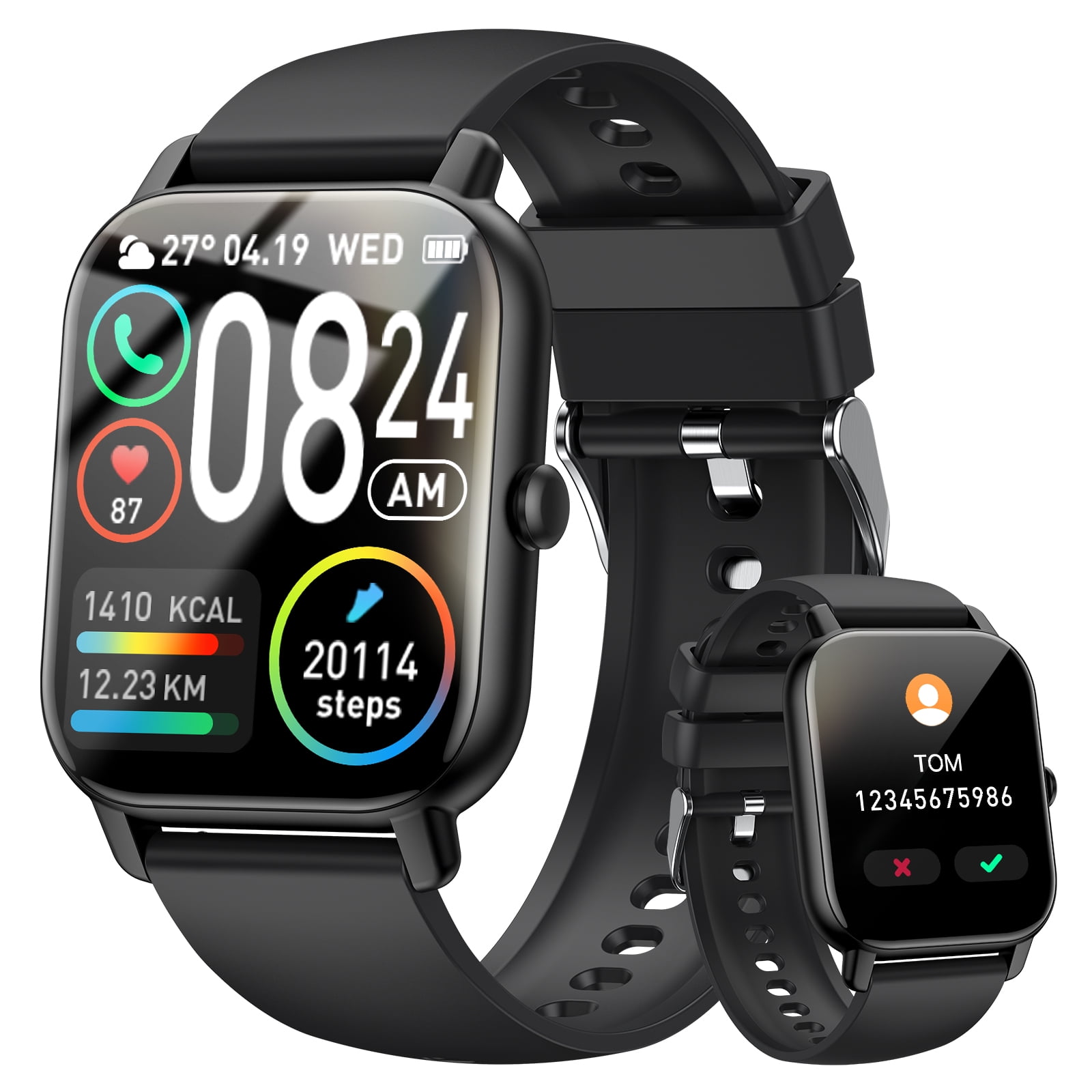VOPOCO Smart Watches for Women Men(Answer/Make Call), 1.85" Large HD Screen Smartwatch for iPhone Android Phones, IP68 Waterproof Fitness Watch with 100+ Sport Modes