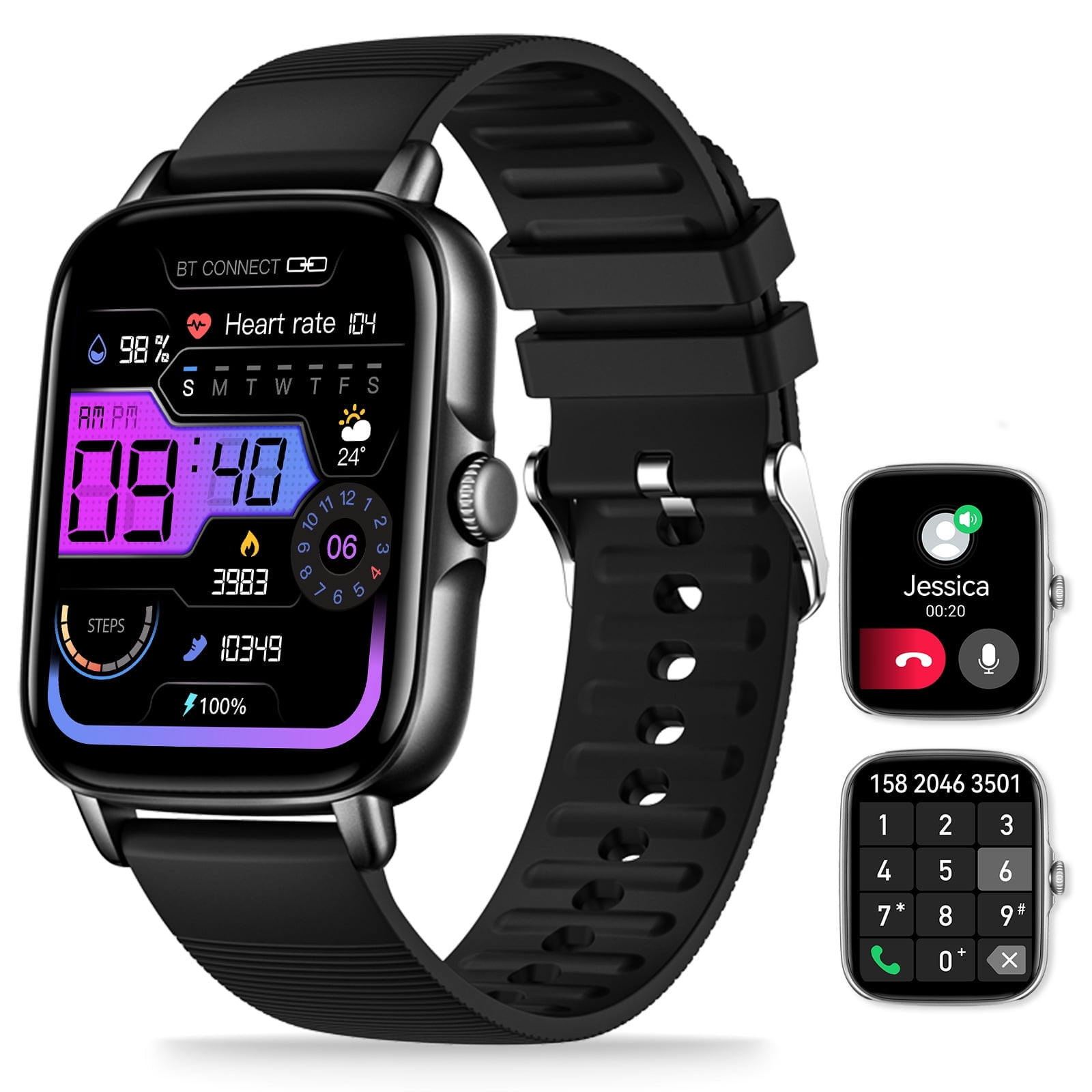 VOPOCO Smart Watches for Men Women, 1.69" HD Bluetooth Phone Watch(Make/Answer Call) for iPhone Android, IP67 Waterproof Fitness Watch