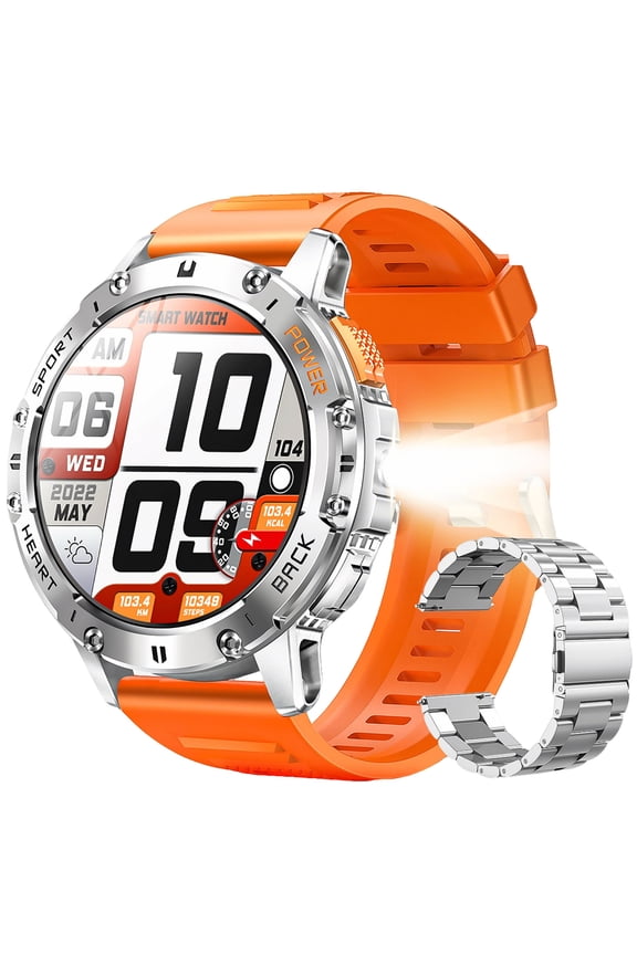 Smartwatch for Man, 1.43in AMOLED Ultra-clear Screen Smart Watch with 100+Dials, Waterproof Tracker Watch with Multiple Sports Modes for Android and iOS