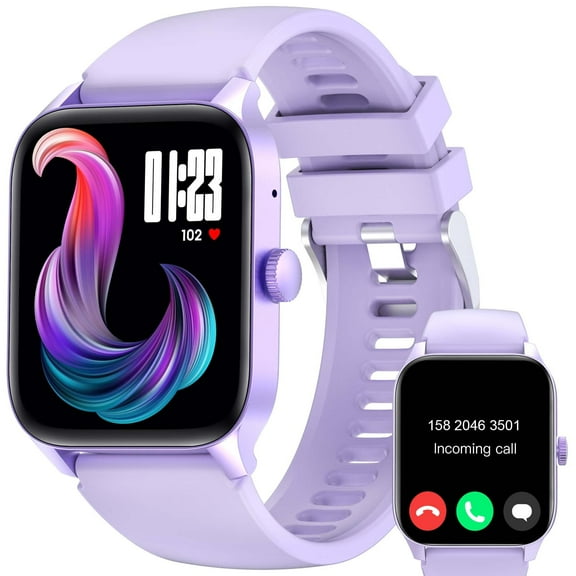 VOPOCO Smartwatch for Women (Answer/Make Call), 1.83'' Large HD Screen Smartwatch for iPhone Android Phones, with 100+ Sport Modes Spo2/ Sleep Monitor, IP68 Waterproof Pedometer, Purple