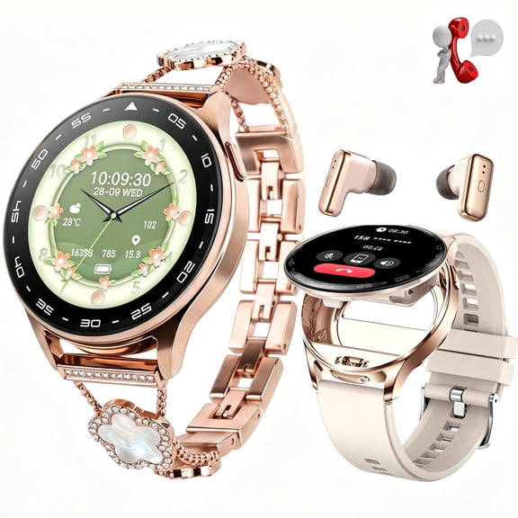VOPOCO Smartwatch for Women with Earbuds  Make & Answer Calls, 1.39" IPS Touch Screen Fitness Tracker, Multi-Sport Modes, Waterproof Smart Watch for iOS & Android