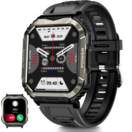 VOPOCO V50 Smart Watch for Men(Answer/Make Calls) 1.83’’ Big Screen Watch IP68 Waterproof Smartwatch Compatible with iOS Android, 1pc