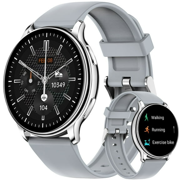 VOPOCO Y33 1.32'' HD Touch Screen Smartwatch for Men Women Fitness Trackers Watch with Bluetooth Calling Detection Step Counter Watch for iOS Android, 1pc, Gray