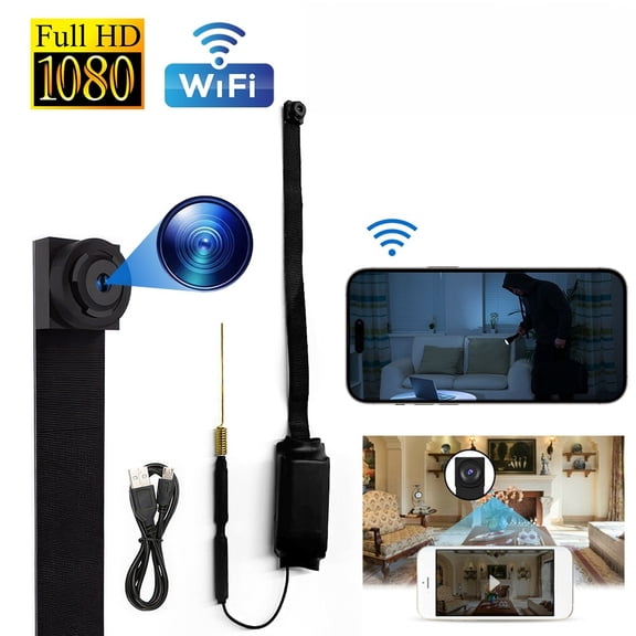 VOPOYO 1080P HD Mini WiFi Hidden Spy Camera, 2mm DIY Security Nanny DVR Cam with Motion Detection, 600mAh Battery SD Recording Remote View for Home Pet Monitoring