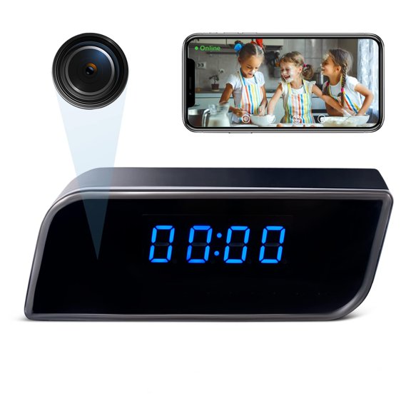 VOPOYO 4K UHD Clock Camera With Night Vision, Hidden Nanny Cam WiFi 6 & AP Hotspot, Smart Motion Detection, 2600mAh Battery, Up To 512GB SD Storage, Remote View Via App