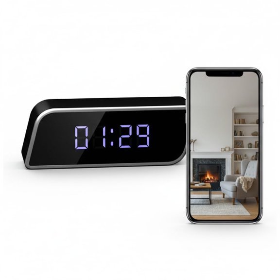 VOPOYO 4K UHD Clock Camera With Night Vision, Hidden Nanny Cam WiFi 6 & AP Hotspot, Smart Motion Detection, 2600mAh Battery, Up To 512GB SD Storage, Remote View Via App